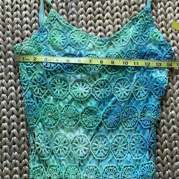 Jack. Tie Dyed Crochet Mini Dress Blue Green White Size 4 - Picture 13 of 14